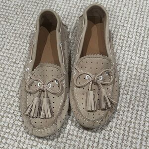 Coach Beige Perforated Moccasins with Tassels